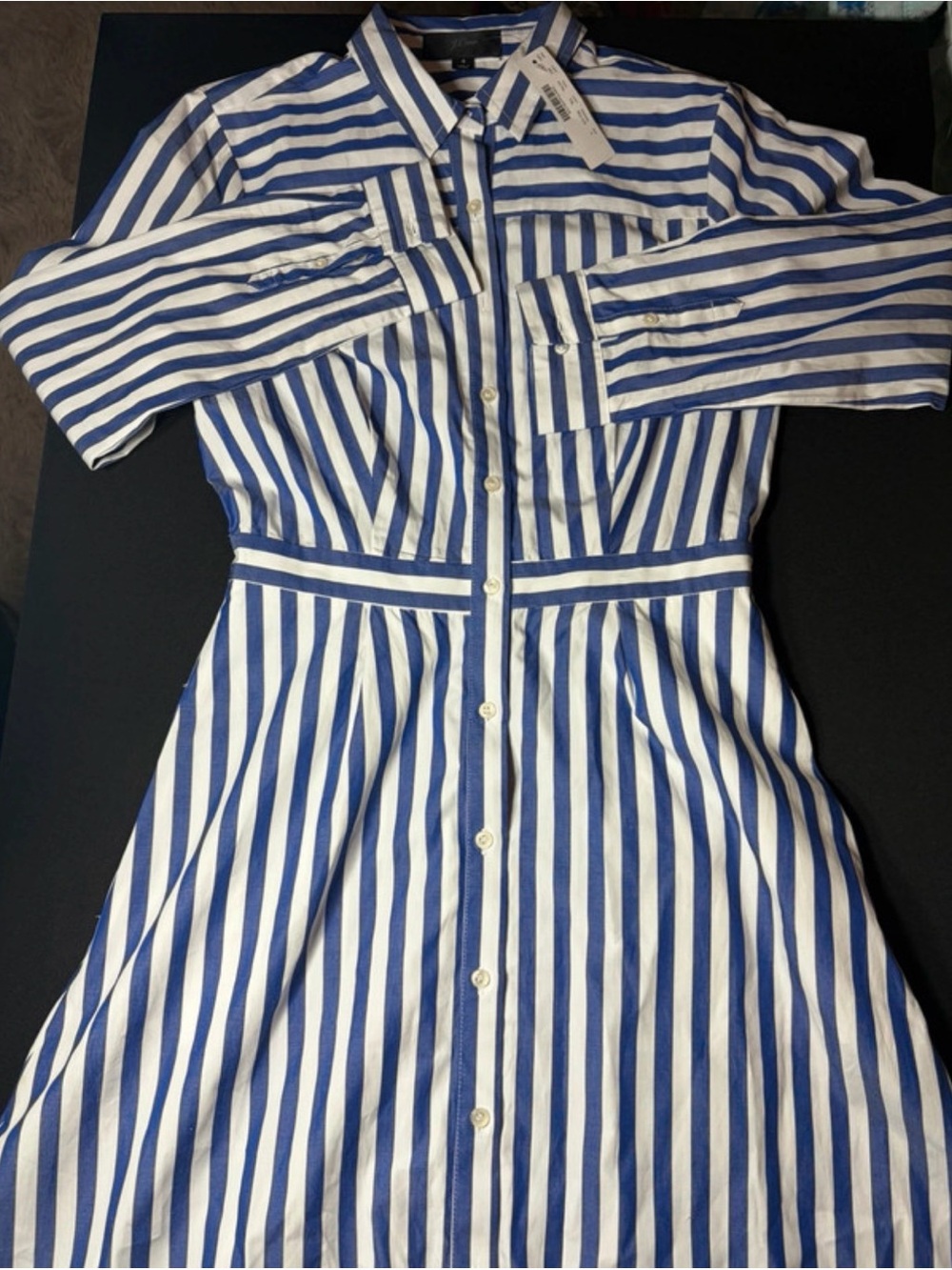Women’s J. Crew Brand New Size 4 Blue and white striped button up t shirt dress